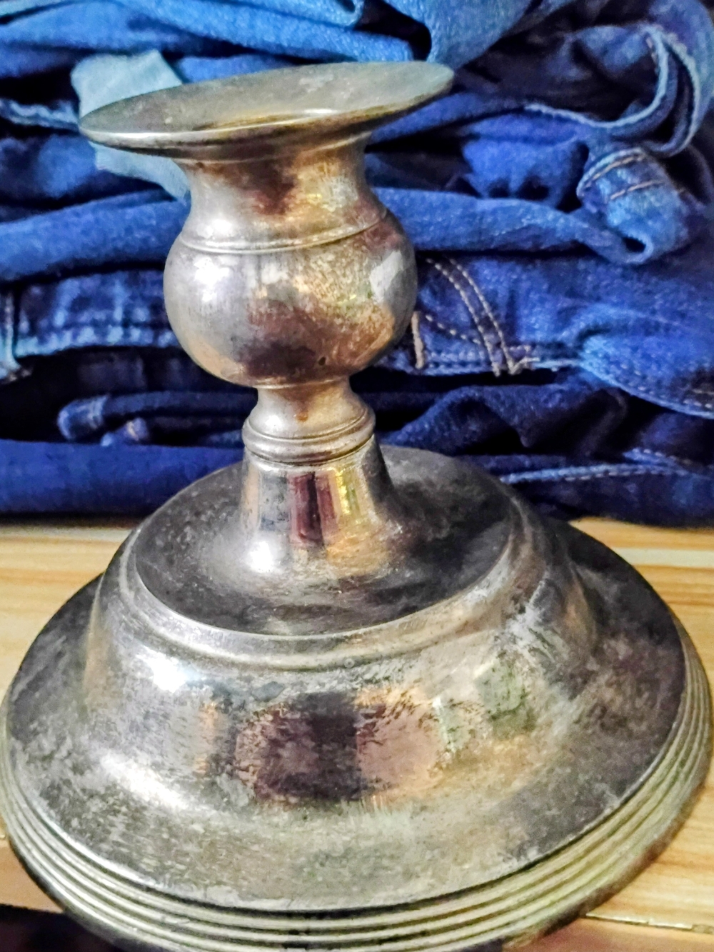 Vintage-Style Silver Candle Holder in Aged Silver Finish